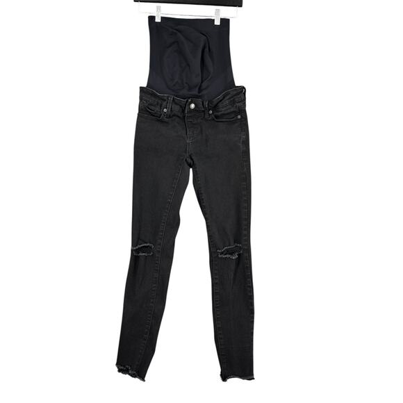 BLANQI‎ Black Distressed Skinny Fit High Waisted Ripped Knees Jeans Maternity 0 - Picture 1 of 7
